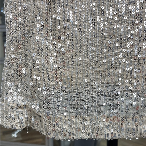 Julia Jordan Long Sleeve Sequin Dress in Cream Ladies Size 8 - Picture 5 of 16